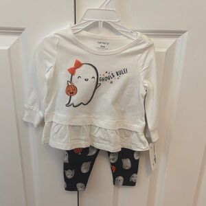 Carter's White Top and Black Leggings with Ghost Design